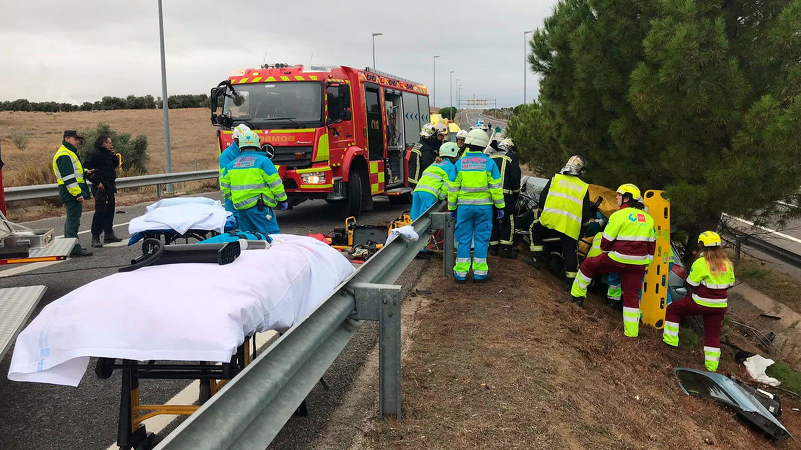 Herido de gravedad un joven tras salirse de la carretera en San Martín de la Vega