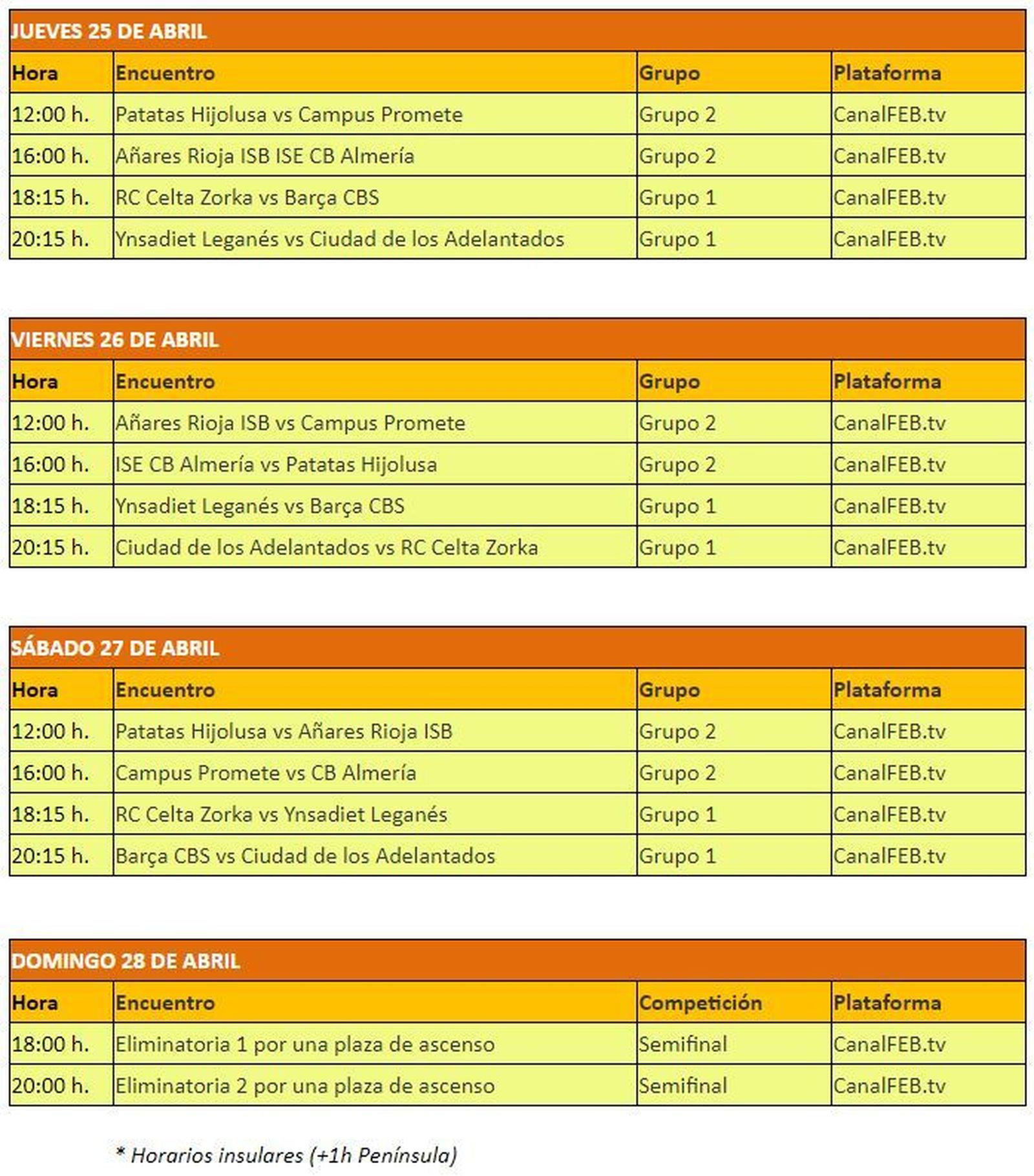 Calendario ascenso Liga DIA