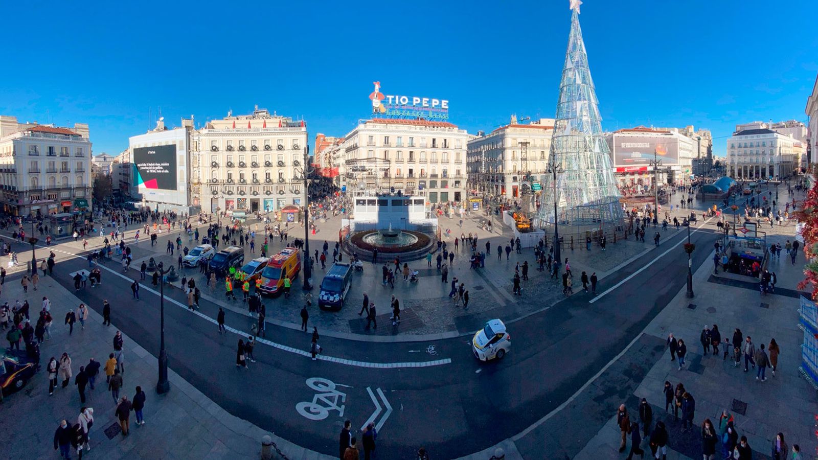 Vista panorámica de la Puerta del Sol a un día de las campanadas, a 30 de diciembre de 2021