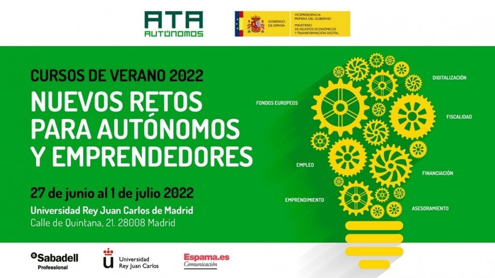 Curso gratuito sobre nuevo retos para autónomos y emprendedores en la URJC organizado por ATA