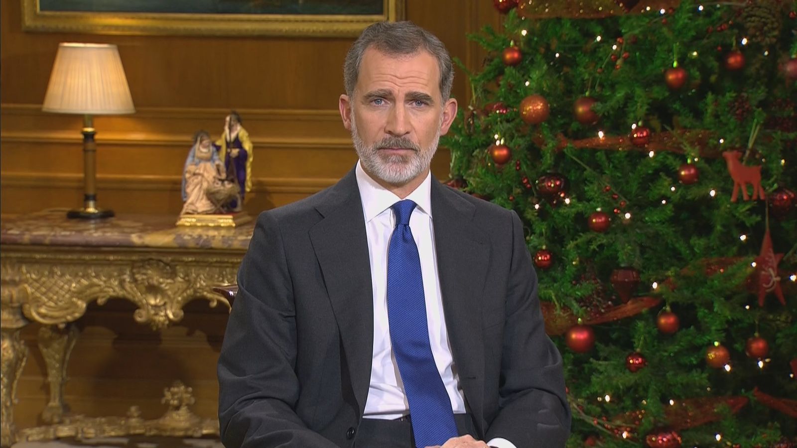 El rey Felipe VI, durante su discurso de Nochebuena