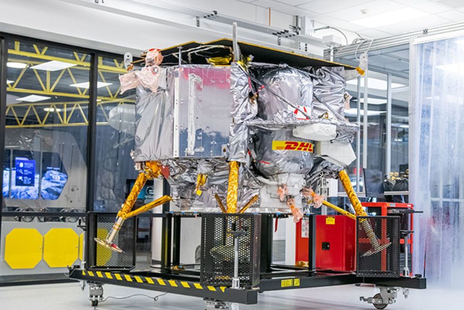 La sonda Peregrine de la empresa estadounidense Astrobotics, antes de ser lanzada