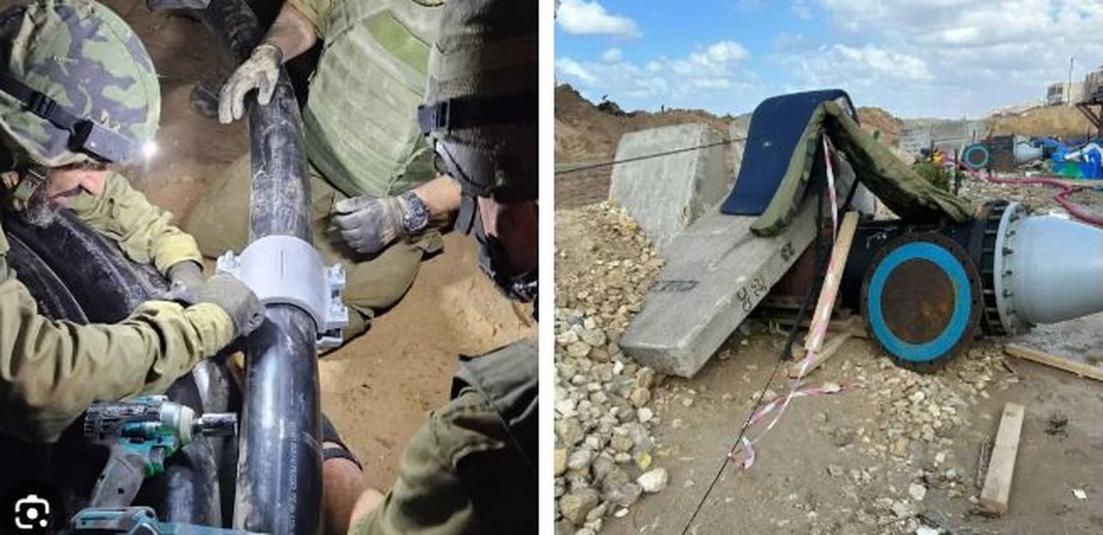 El Ejército israelí inunda un túnel en Gaza