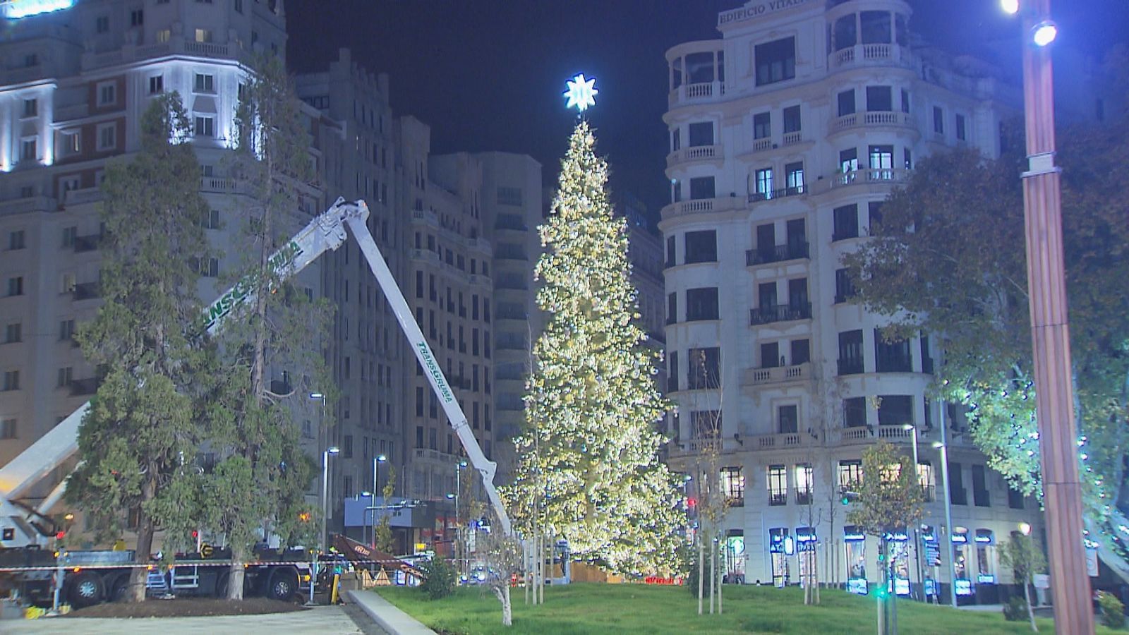 El abeto de la Navidad en Madrid, ya iluminado