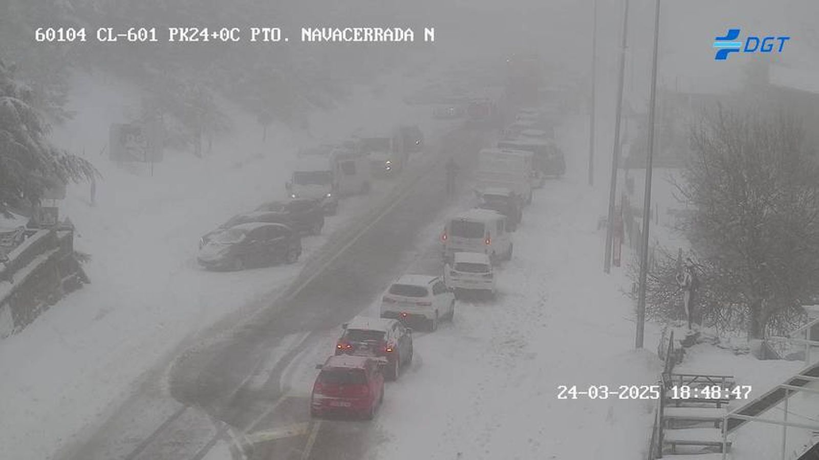 Estado del Puerto de Navacerrada la tarde del lunes 25 de marzo de 2025