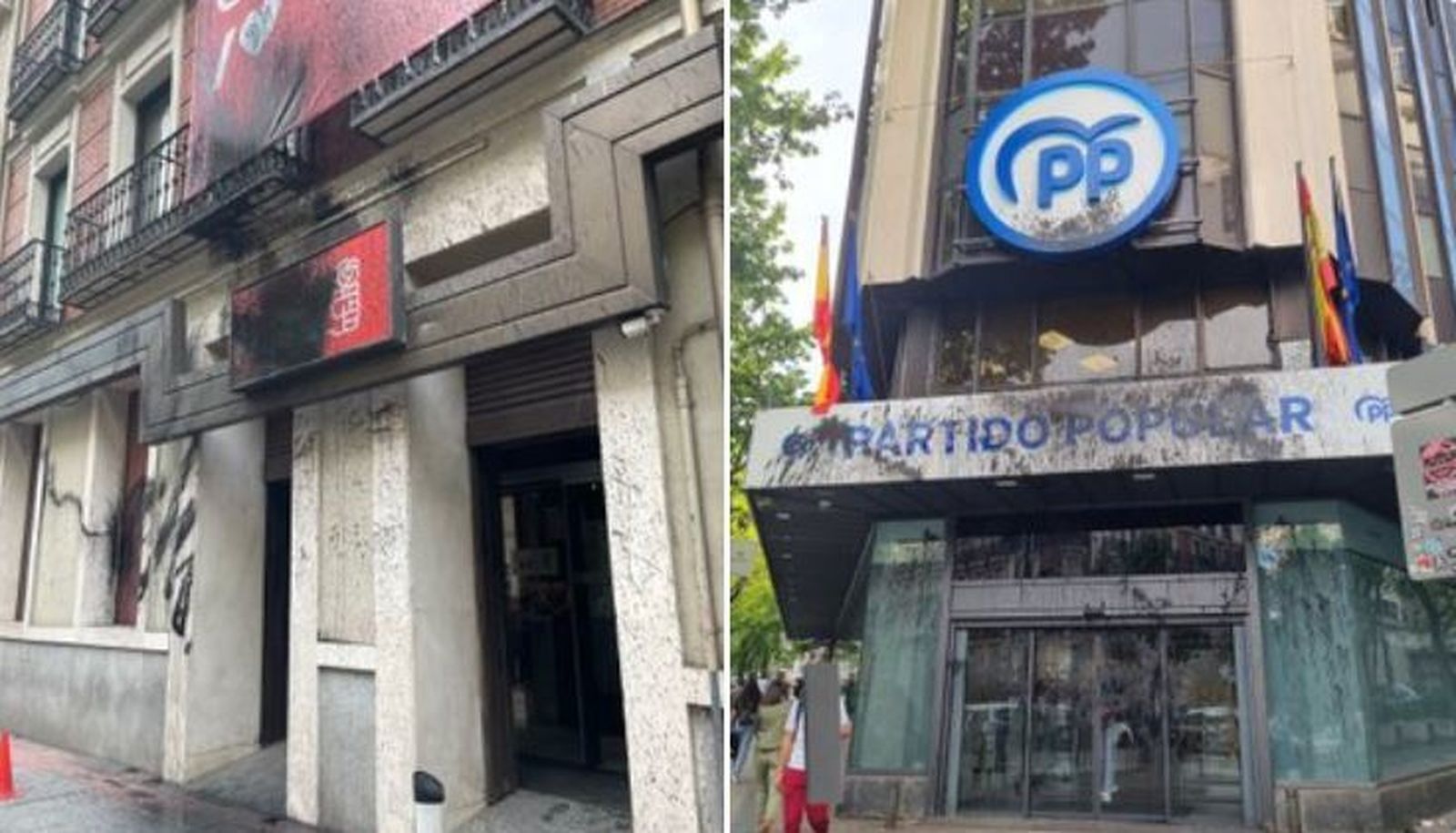 Pintadas las sedes del PP y PSOE