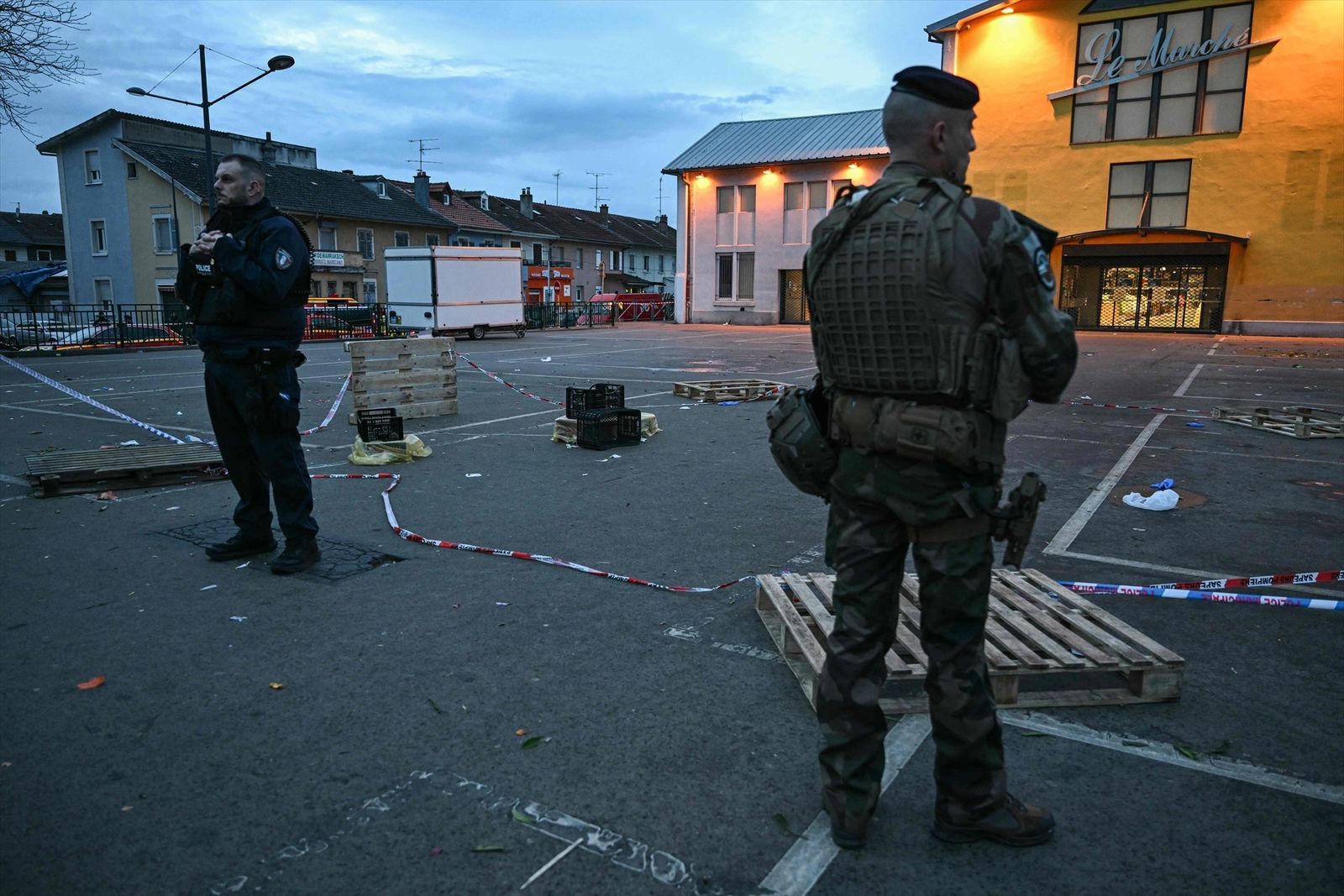 Lugar donde se produjo el ataque con cuchillo en la ciudad francesa de Mulhouse