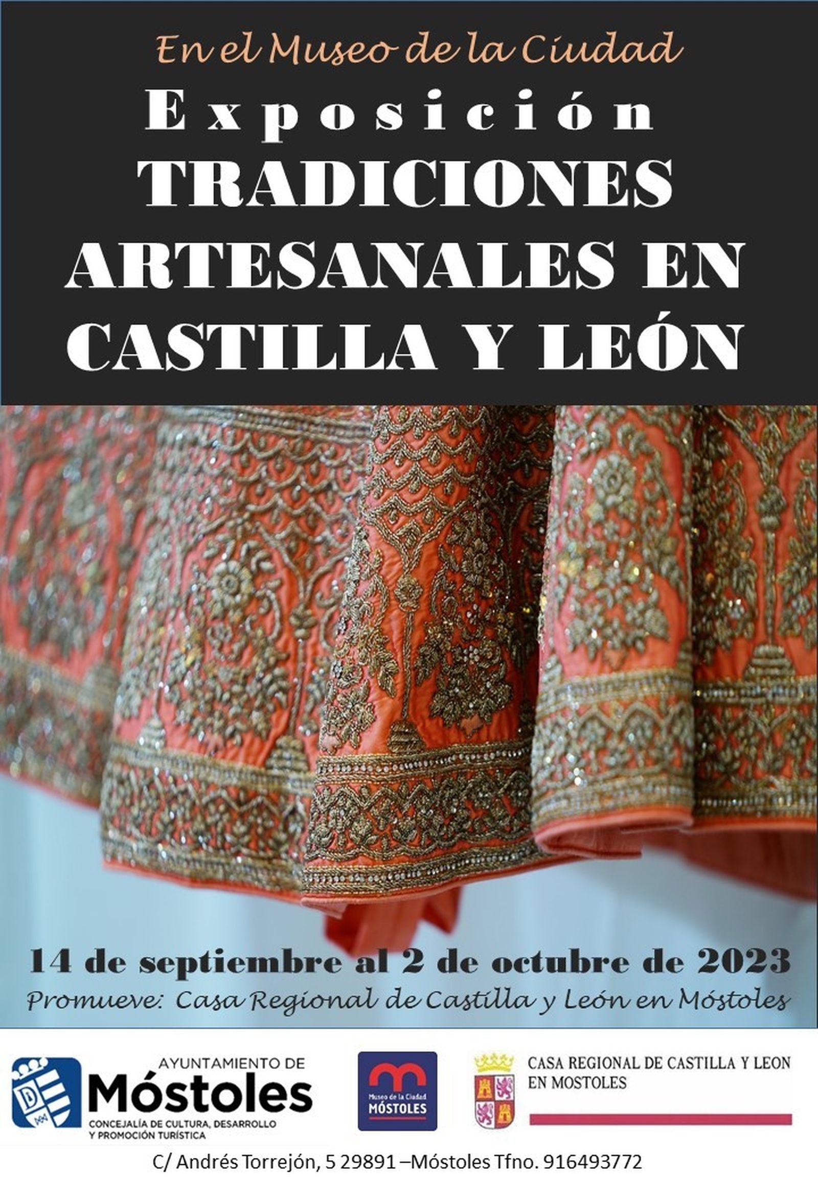 Pieza de tela bordada en la tradición de Castilla y León