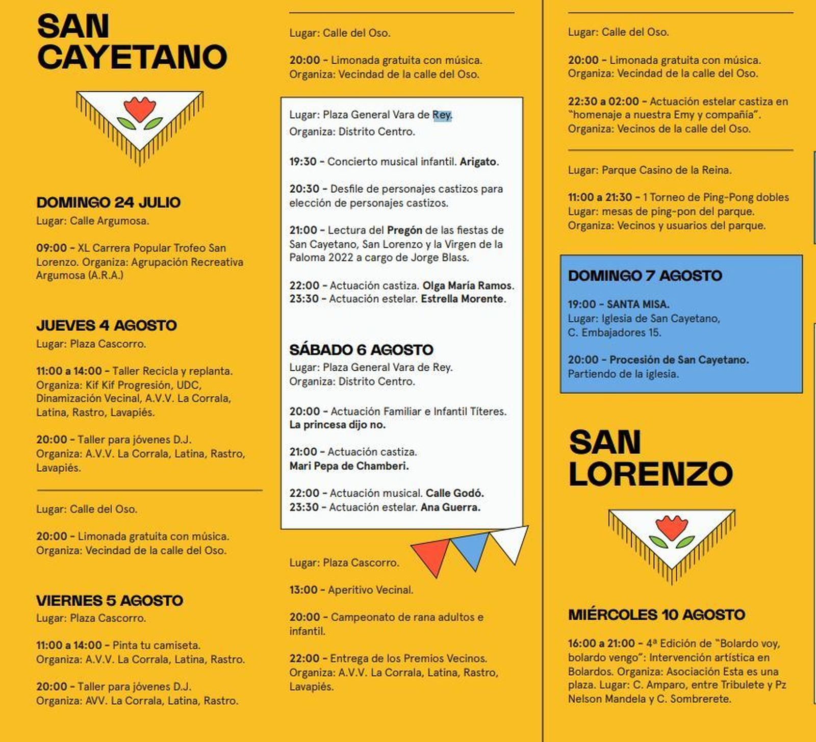 Programa fiestas San Cayetano