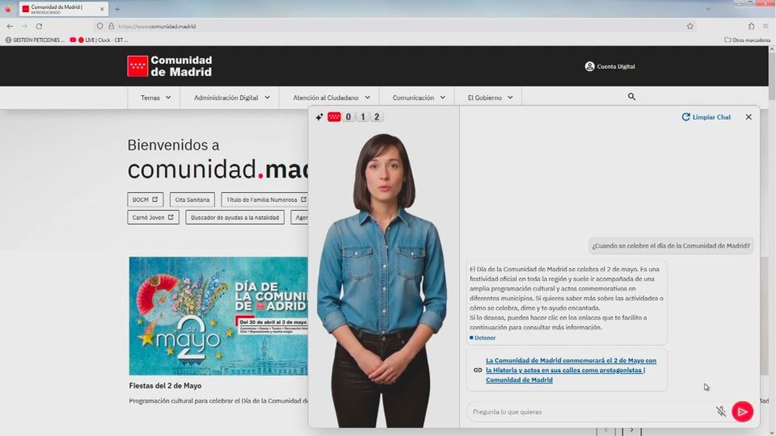 'SOL', el avatar de la nueva web de la Comunidad de Madrid que responde las consultas de los ciudadanos