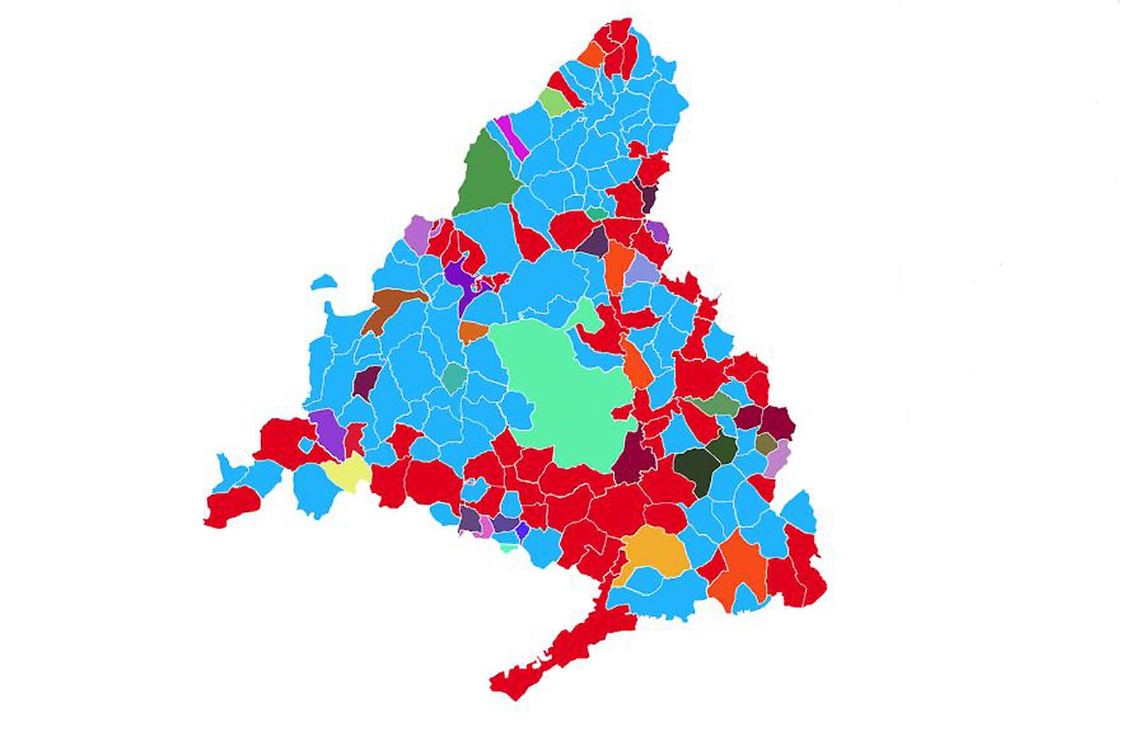 Así se han repartido Madrid los partidos políticos en este 26-M