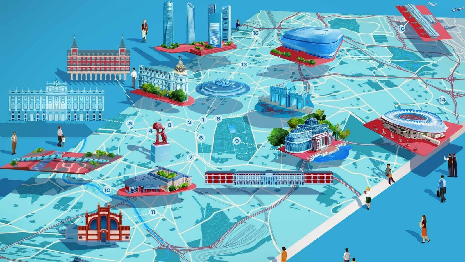 Mapa ilustrado 'Iconos del ayer y de hoy para una ciudad viva'