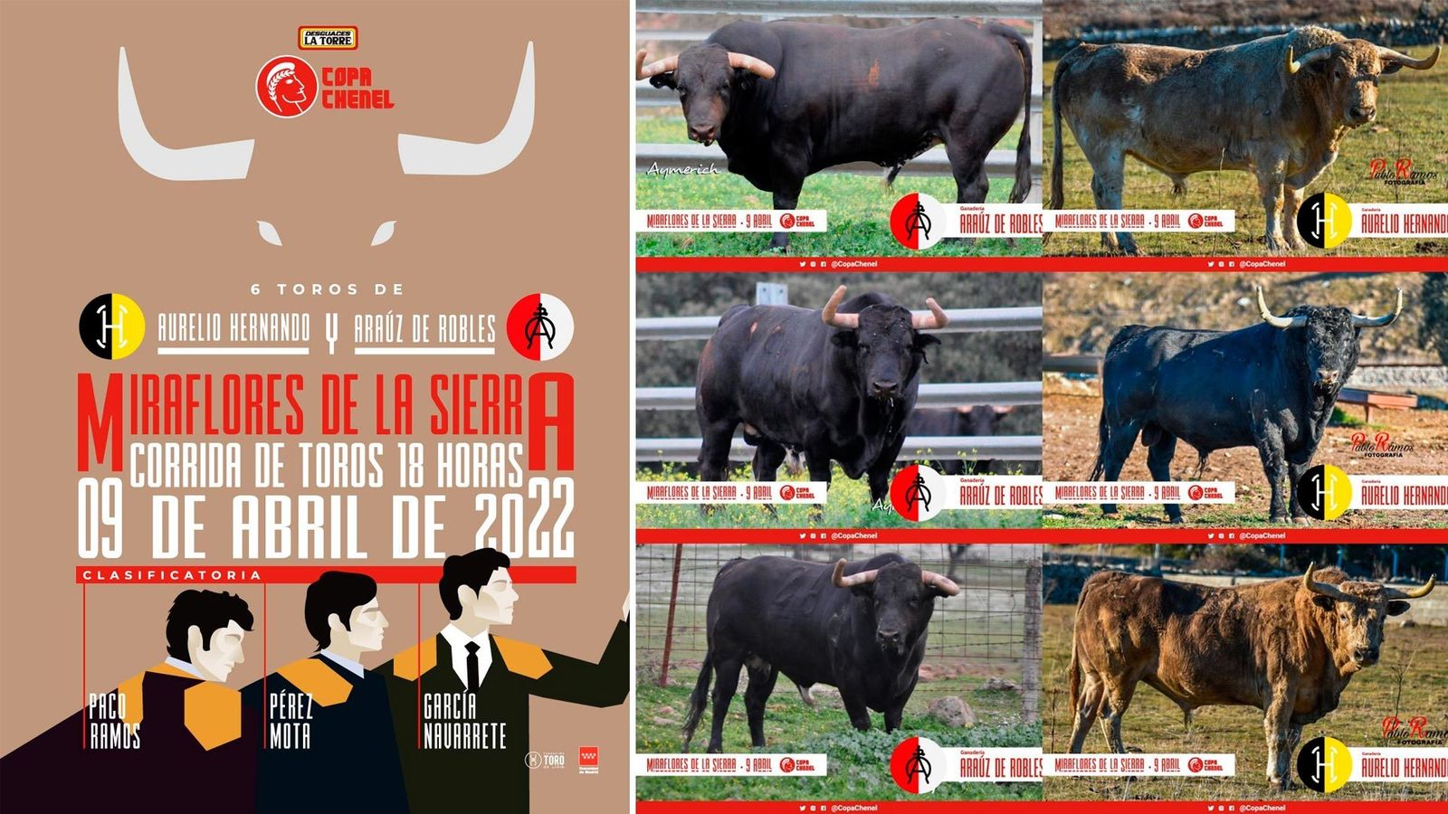 Cartel y reses que se lidiarán en la tercera corrida clasificatoria de la Copa Chenel