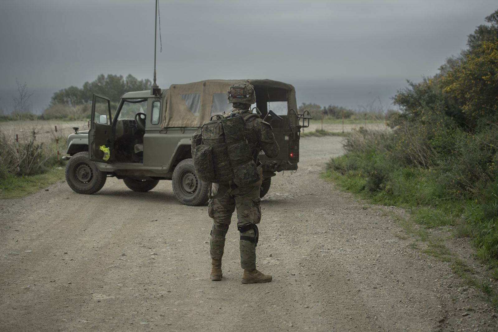 Un vehículo militar durante un ejercicio