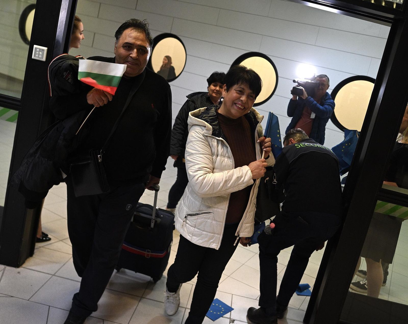 Pasajeros búlgaros en el aeropuerto de Sofía