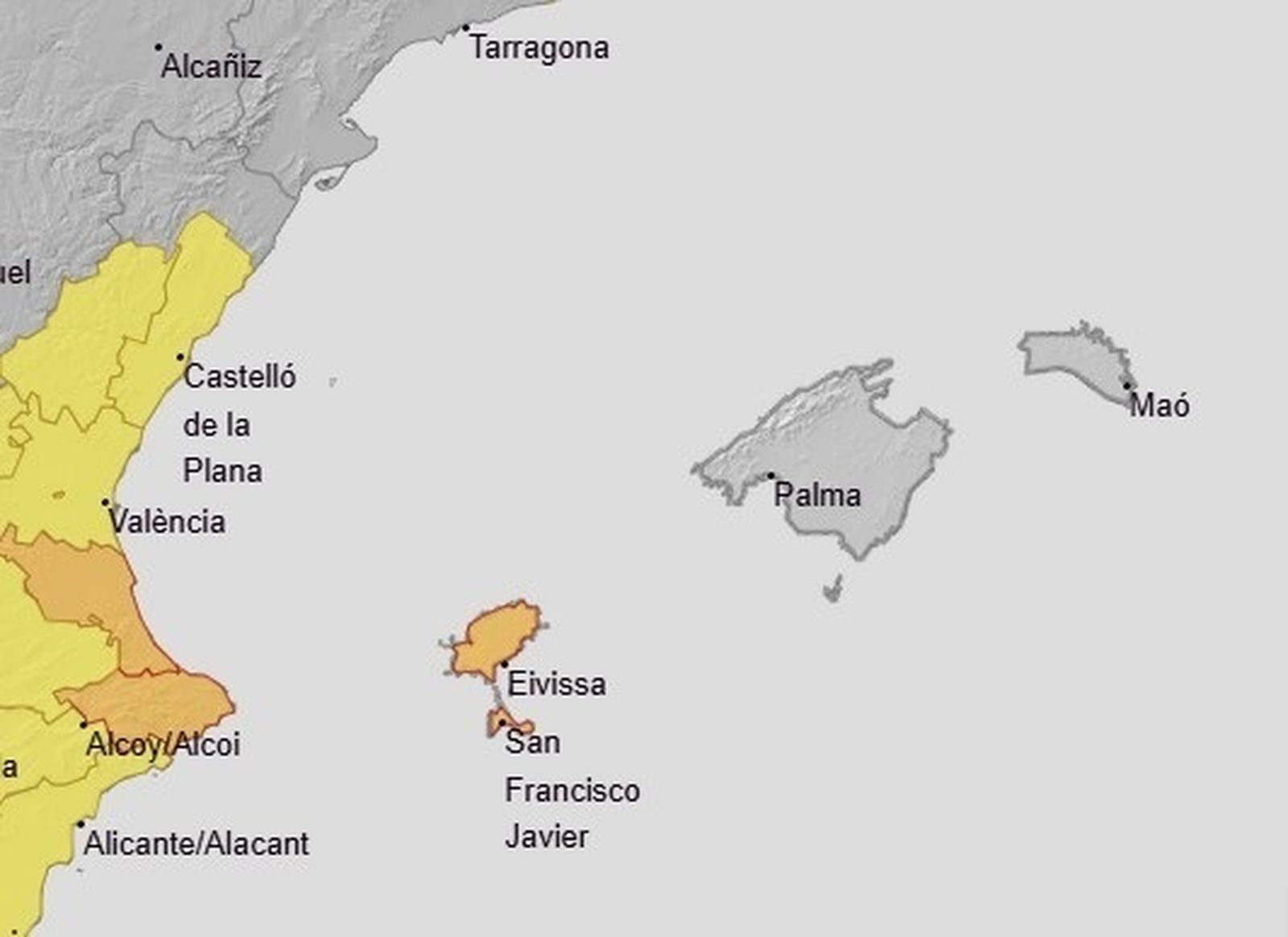 Avisos de Aemet en Levante y Baleares