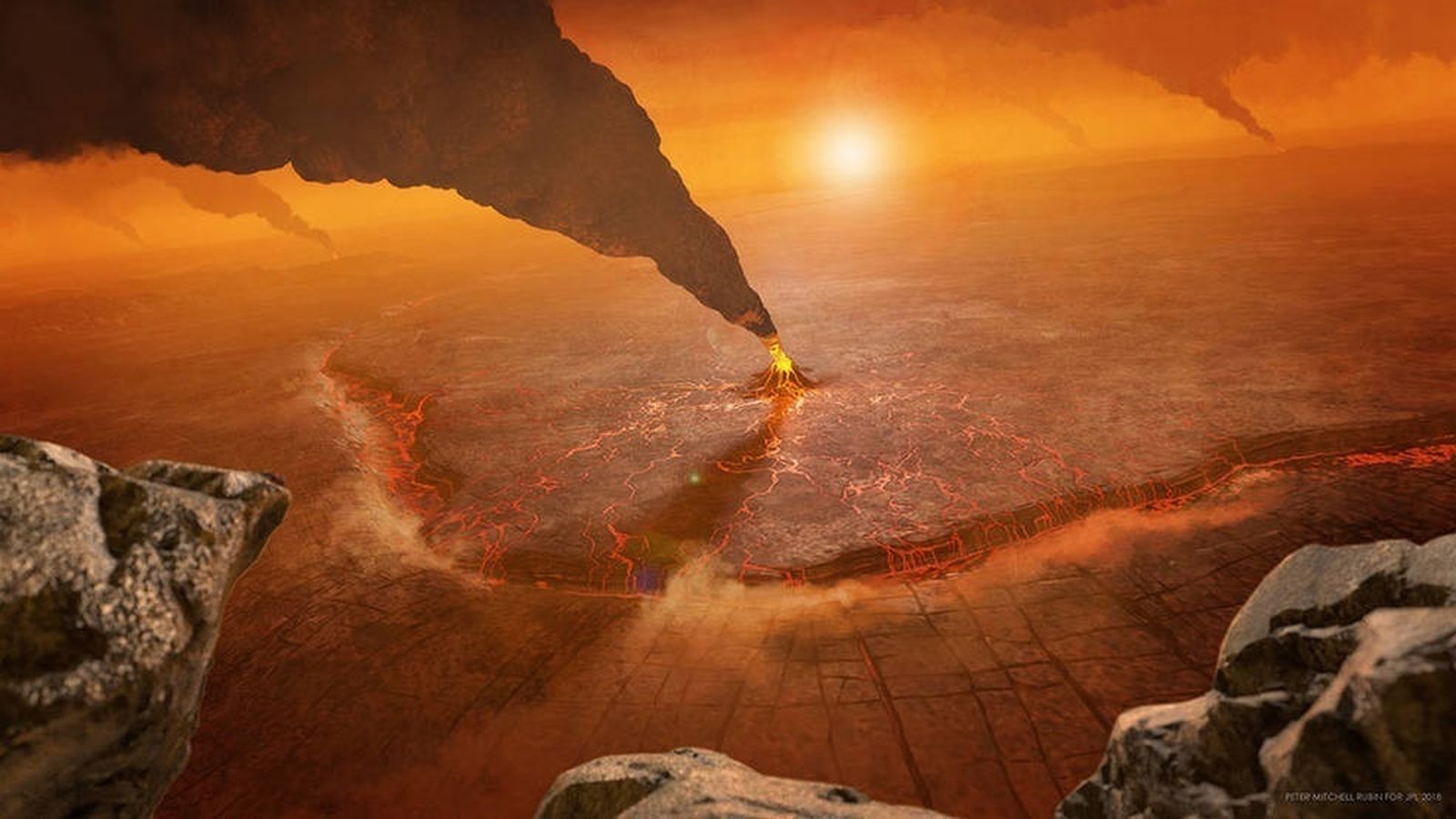 Ilustración de la gran corona de Quetzalpetlatl, situada en el hemisferio sur de Venus