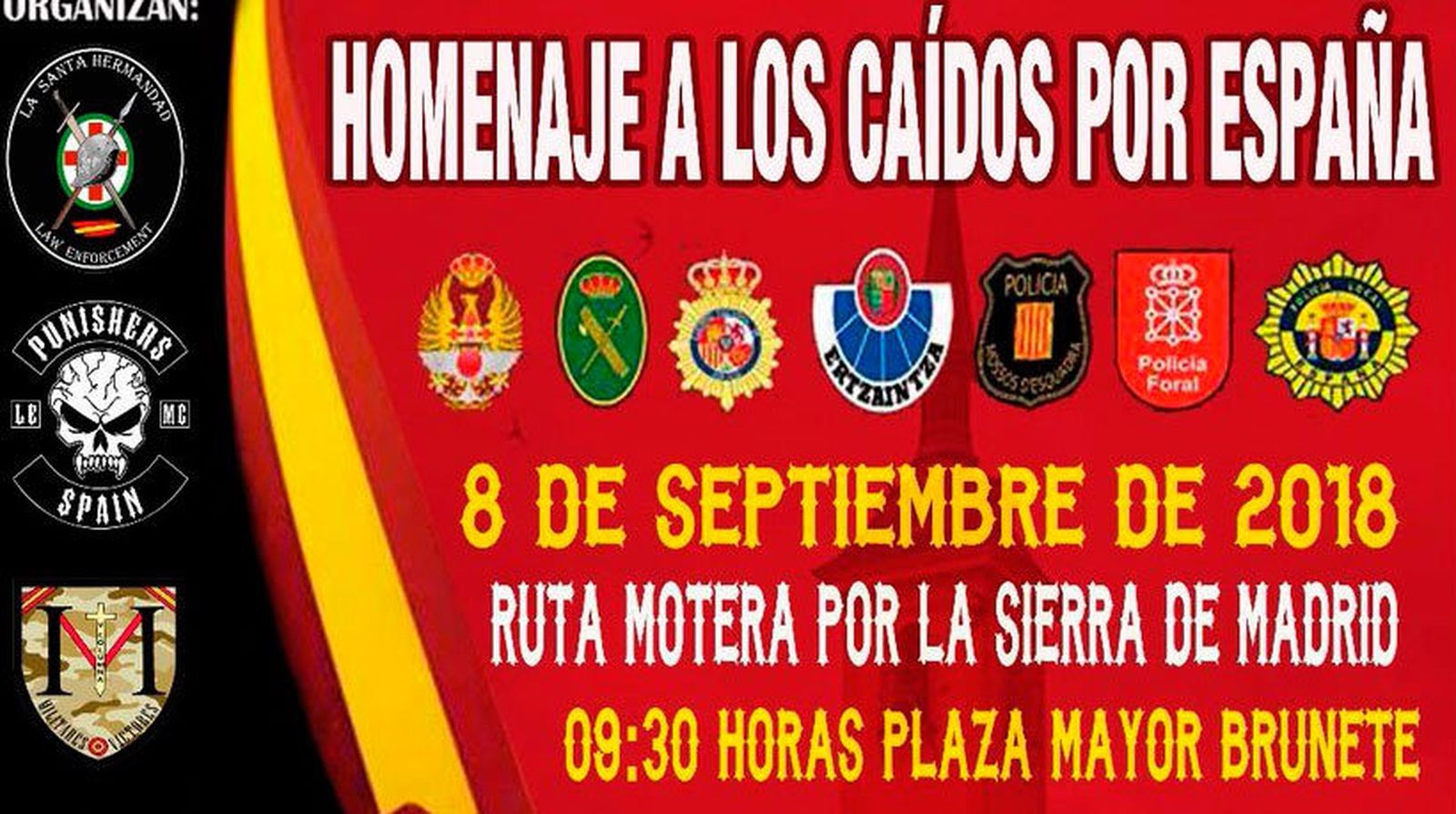 Polémica en Brunete por una concentración de motos en homenaje a "los caídos por España"
