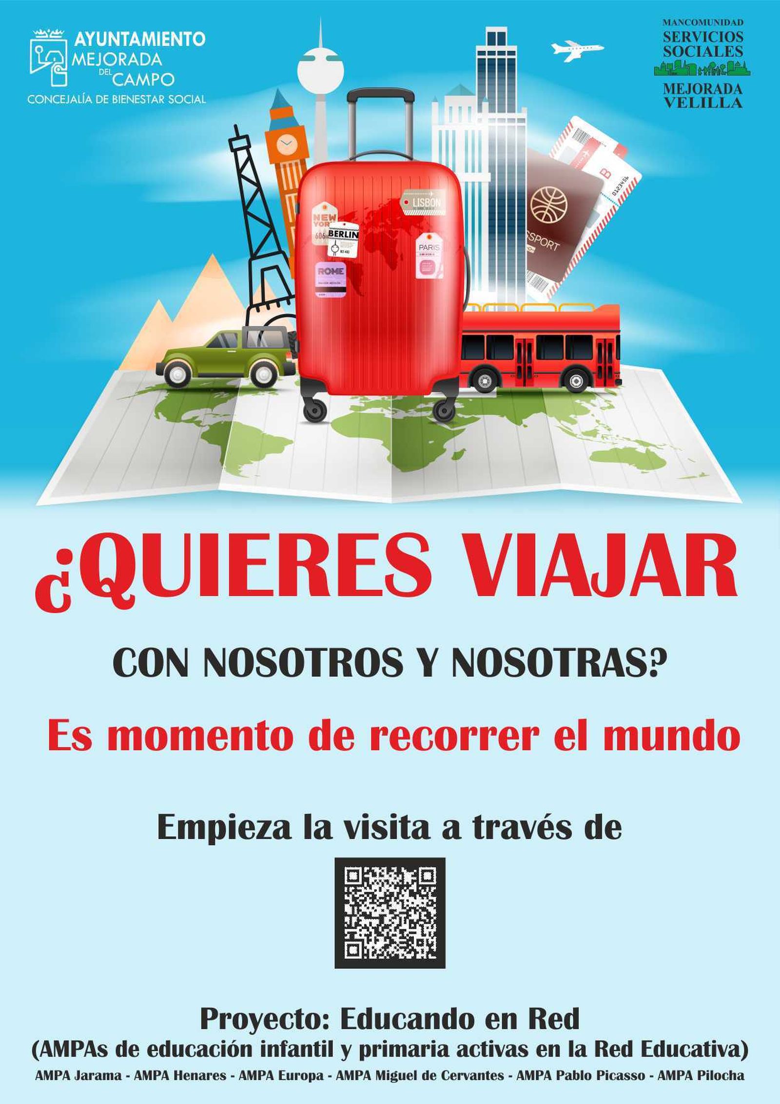 Cartel de los viajes virtuales de Mejorada del Campo