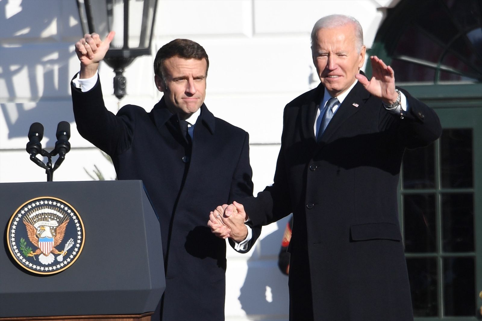 El presidente norteamericano, Joe Biden tras recibir al presidente francés, Emmanuel Macronse