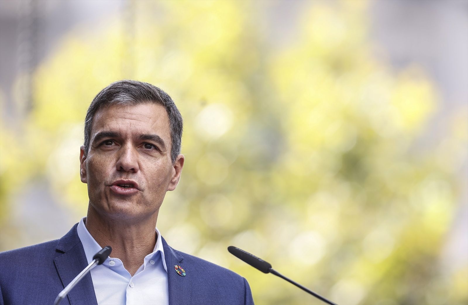 El presidente del Gobierno, Pedro Sánchez, en un acto público poco antes de ser positivo covid