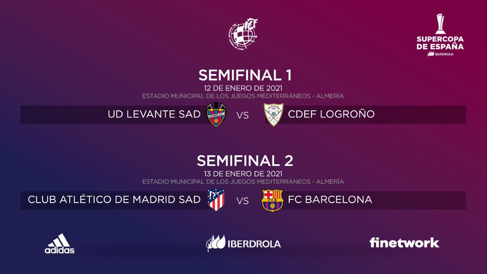 Emparejamientos de la Supercopa femenina