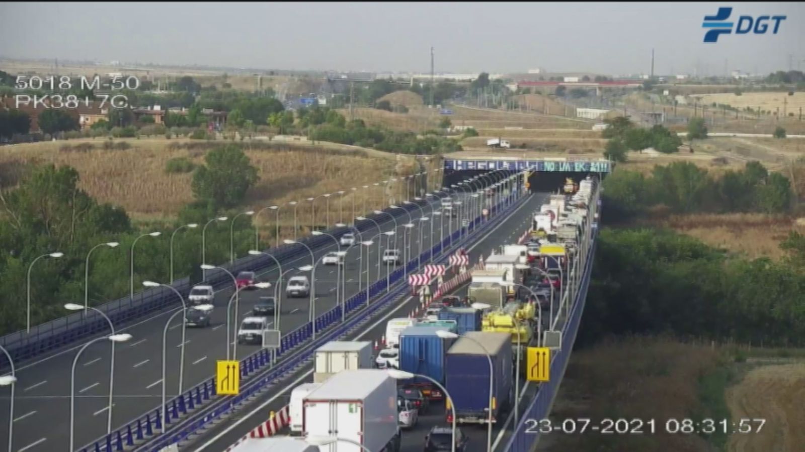 Atasco en la M-50 por un accidente de tráfico