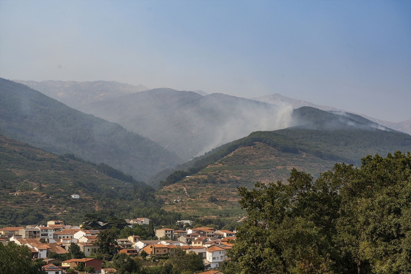Incendio de Jarilla, en Cáceres, visto desde Hervás