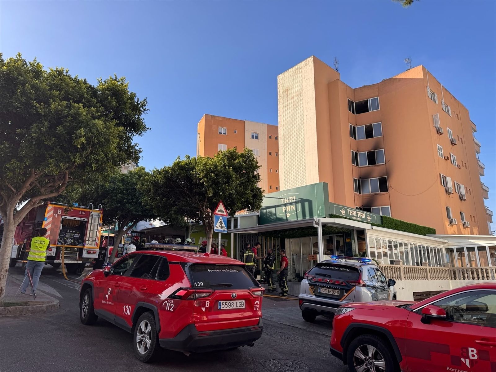 Incendio en un bloque de viviendas en Magaluf