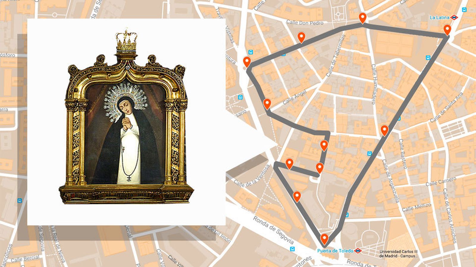Recorrido de la procesión de la Paloma en Madrid