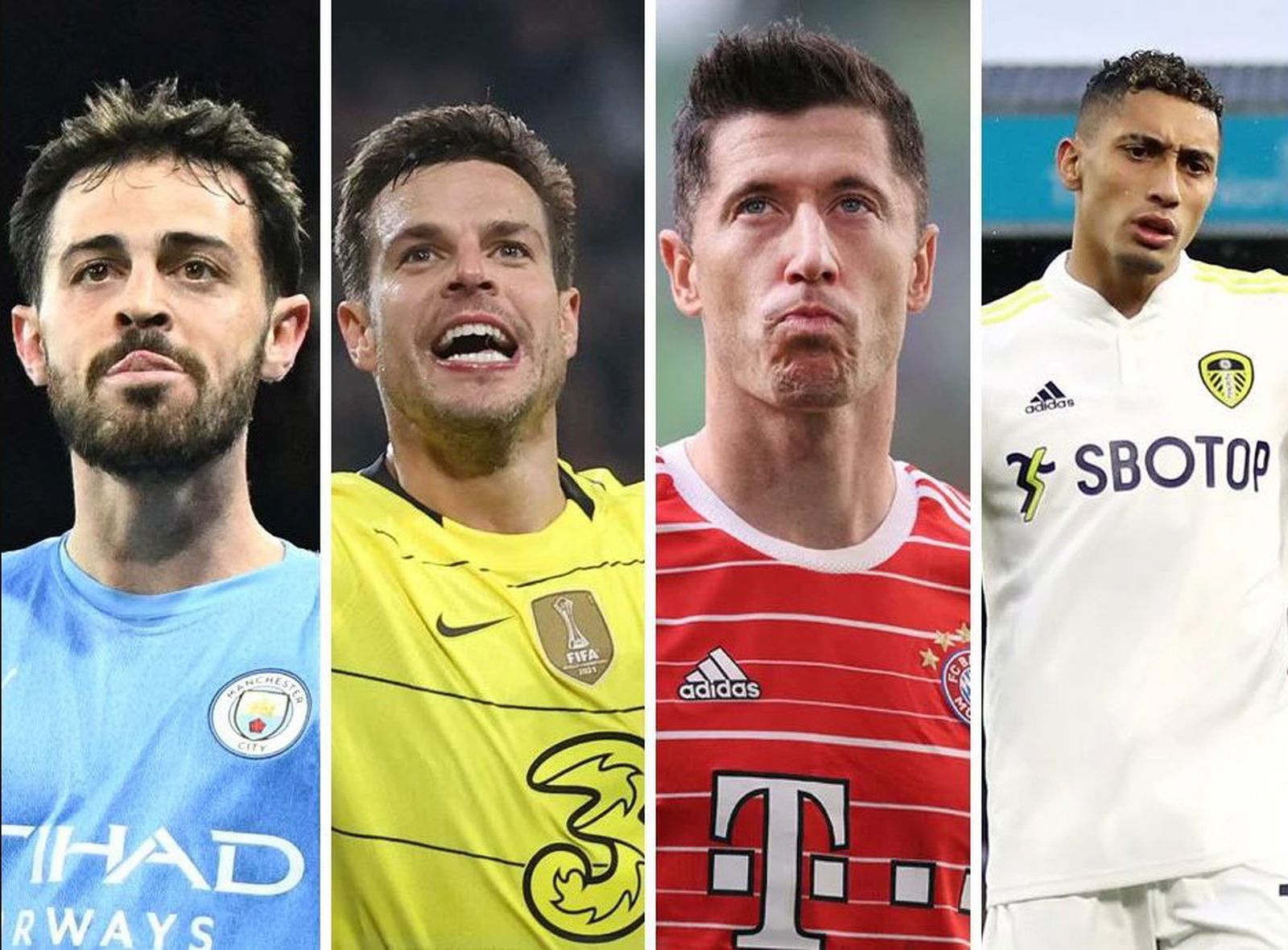 Bernardo Silva, Azpilicueta, Lewandoski y Rapinha