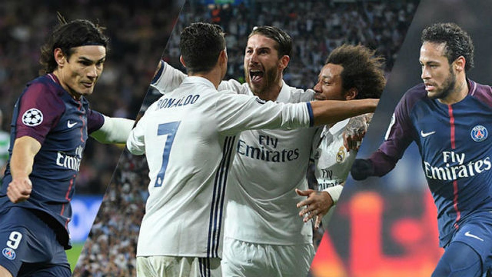 Cavani, Cristiano, Ramos, Marcelo y Neymar