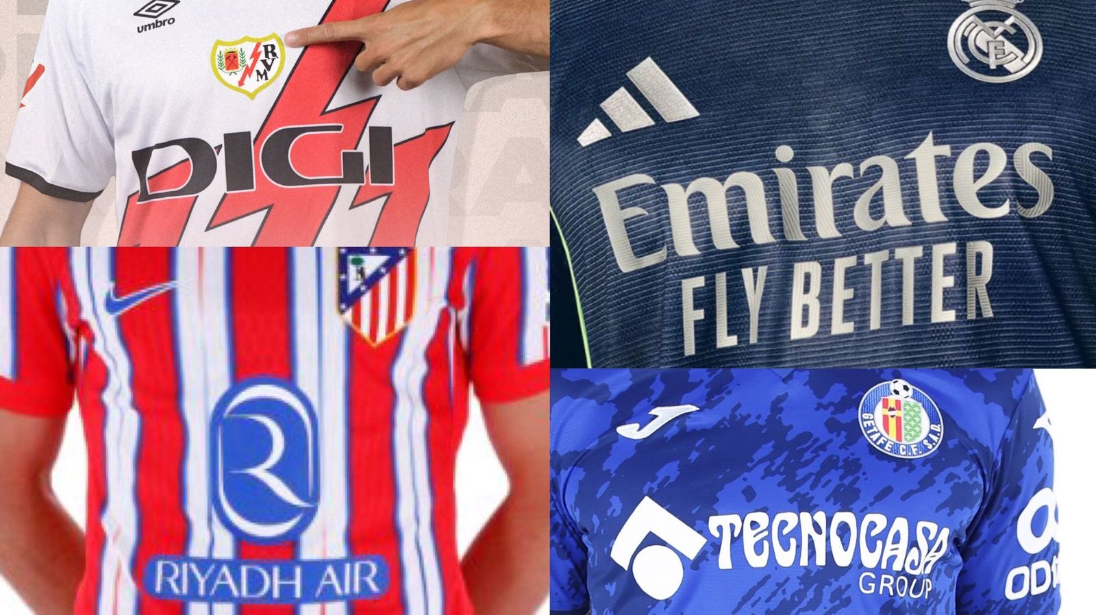 Patrocinios del Real Madrid, Atléticod e Madrid, Rayo Vallecano y Getafe