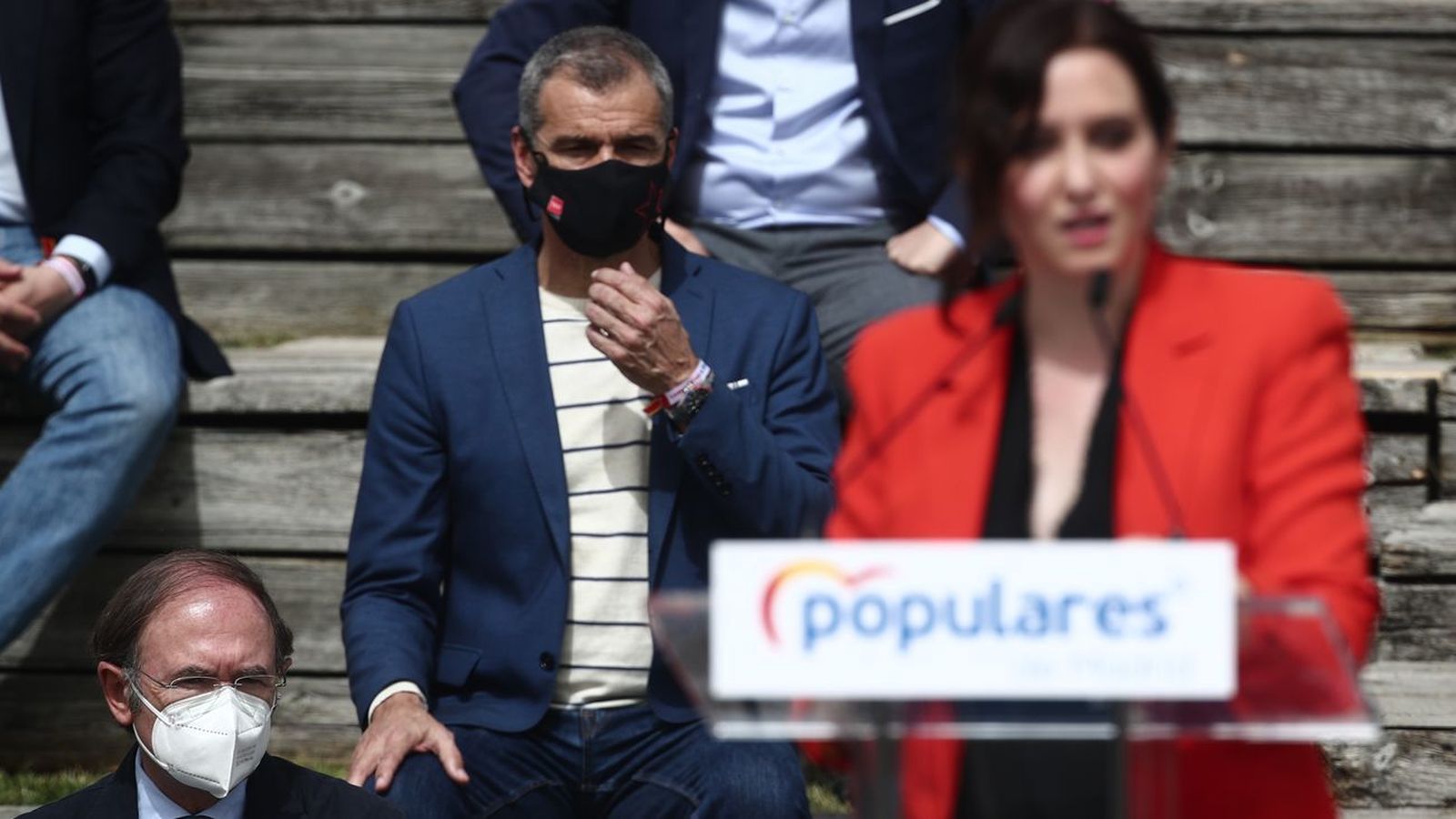 Toni Cantó junto a la presidenta Díaz Ayuso en la presentación de la candidatura del PP de Madrid