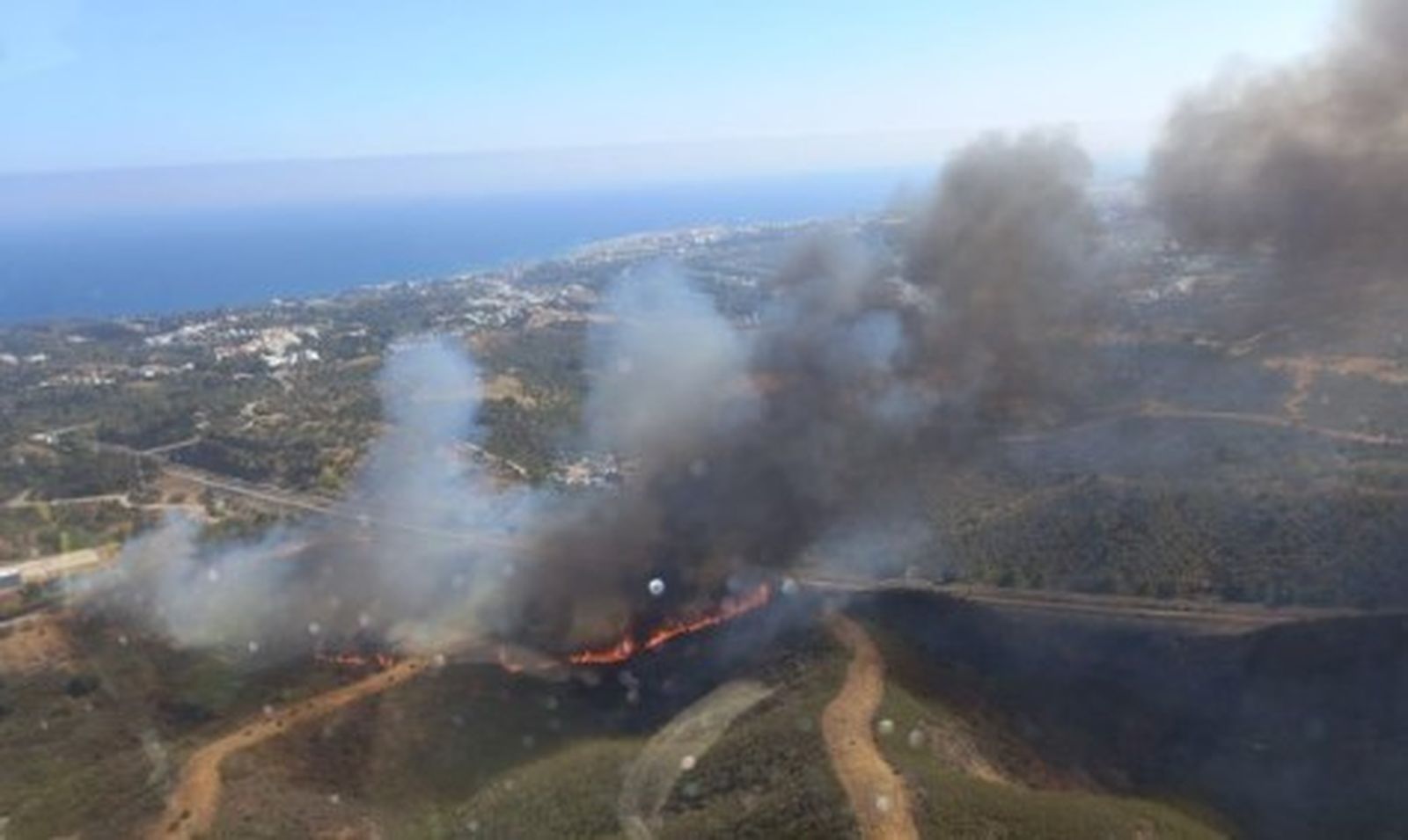Incendio forestal en el  paraje marbellí de Nagüeles
