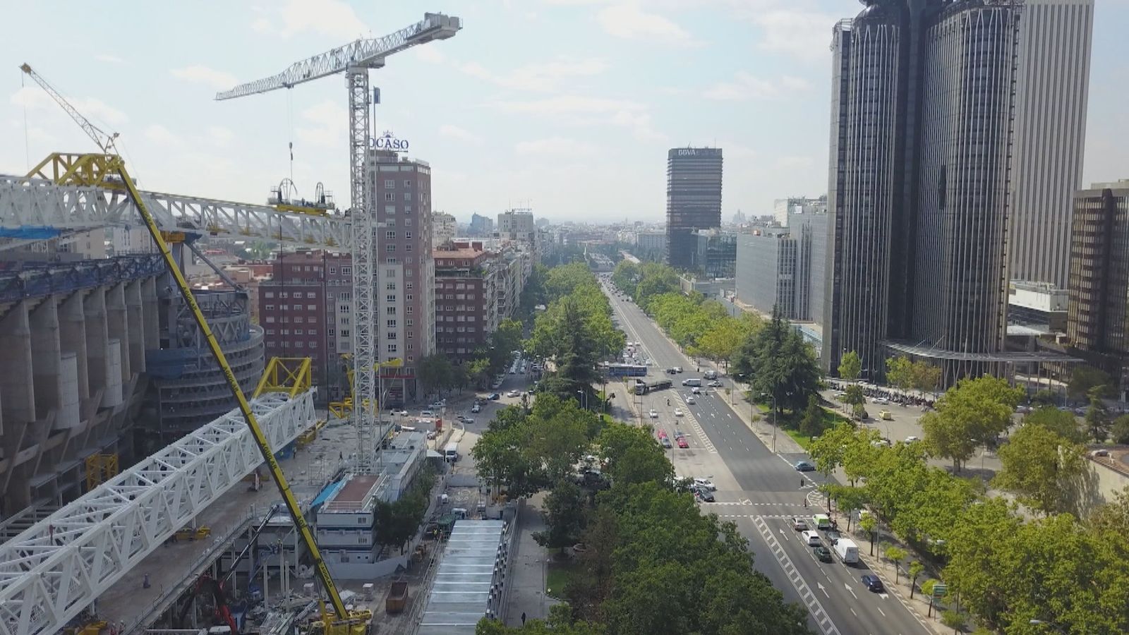 El lateral este de La Castellana, a la altura del Bernabéu
