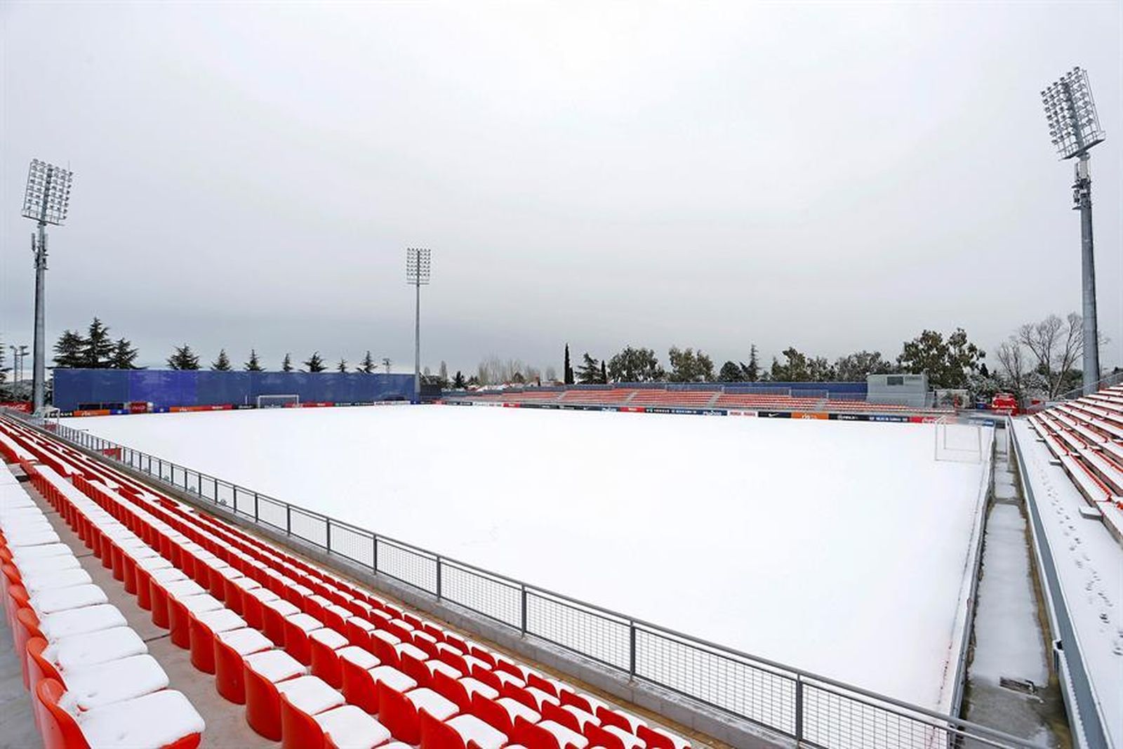 Ciudad Deportiva Wanda de Majadahonda, cubierta por la nieve