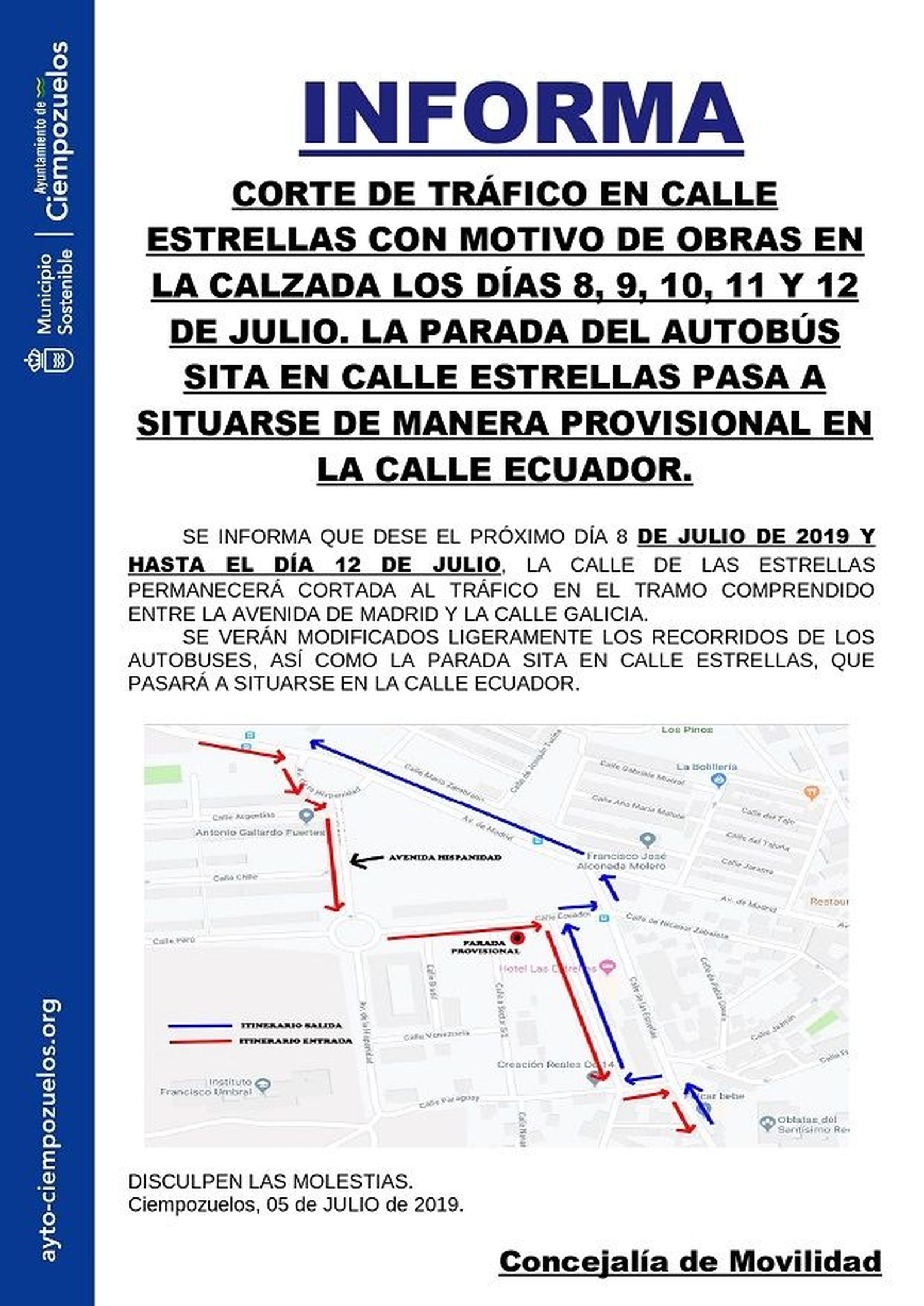 Aviso del Ayuntamiento de Ciempozuelos
