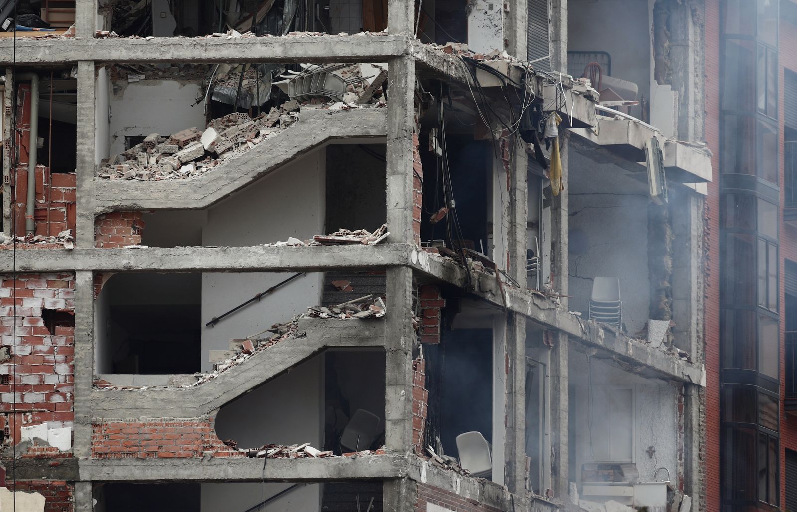 Estado del edificio siniestrado en la explosión de la calle Toledo