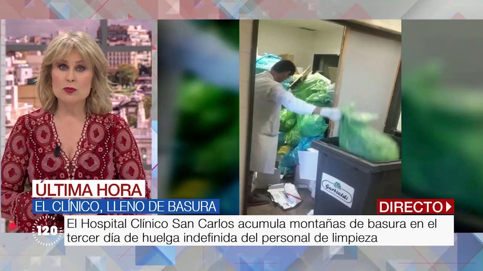 Las imágenes de la basura que acumula el Hospital Clínico por la huelga de limpieza