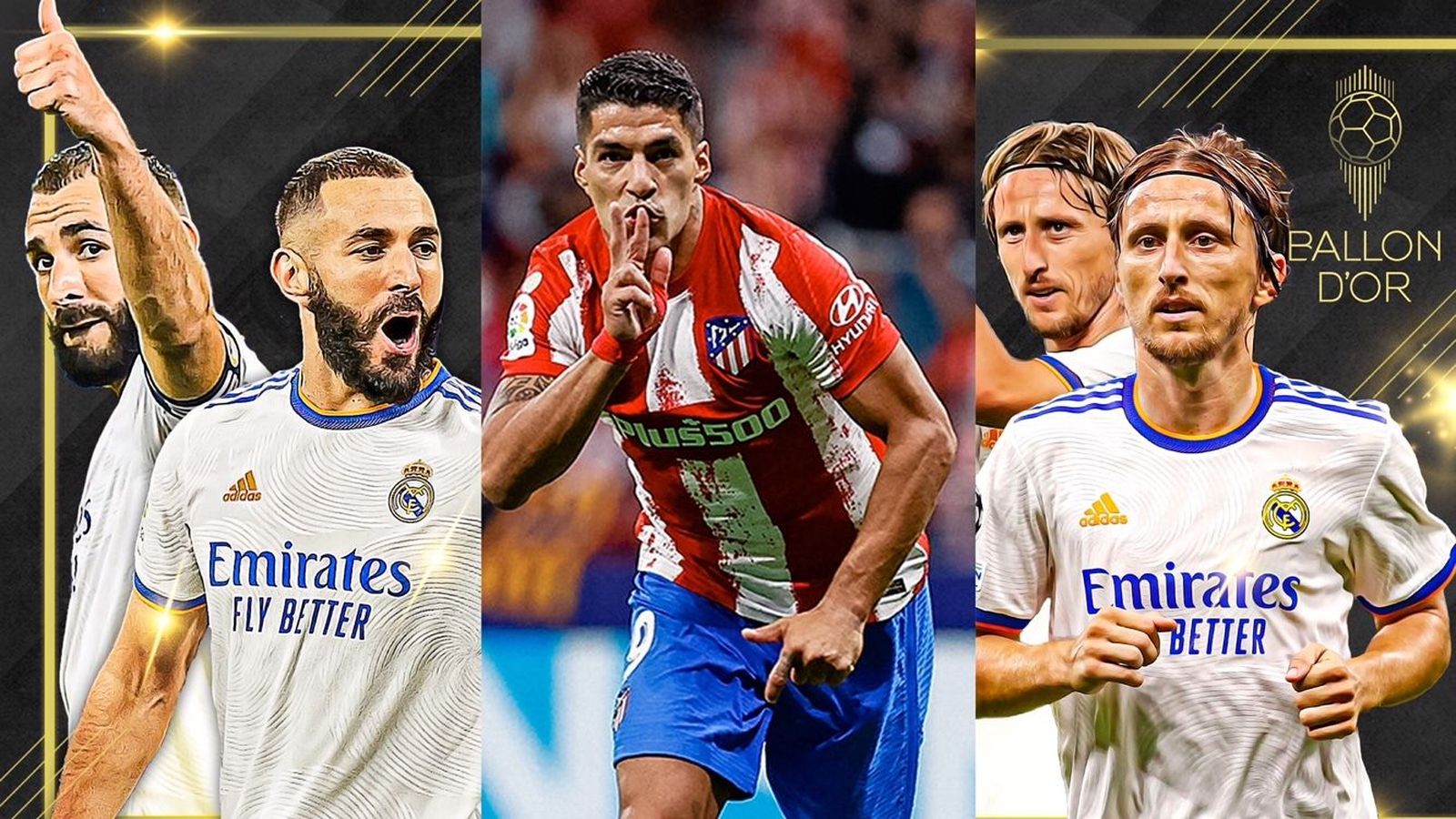 Los madridistas Benzema y Modric y el atlético Luis Suárez, entre los candidatos al Balón de Oro