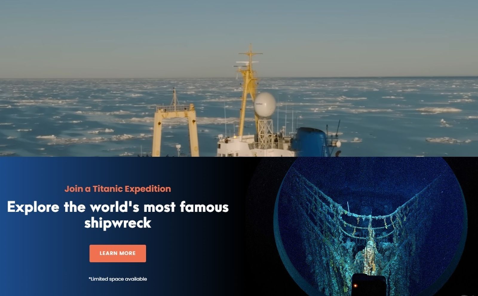 Portada de la Web de la empresa OceanGate