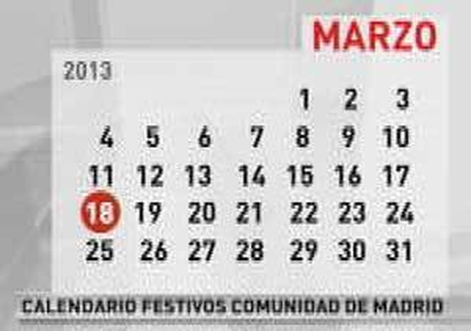 La festividad de San José de 2013 se celebrará en Madrid el lunes 18 de marzo