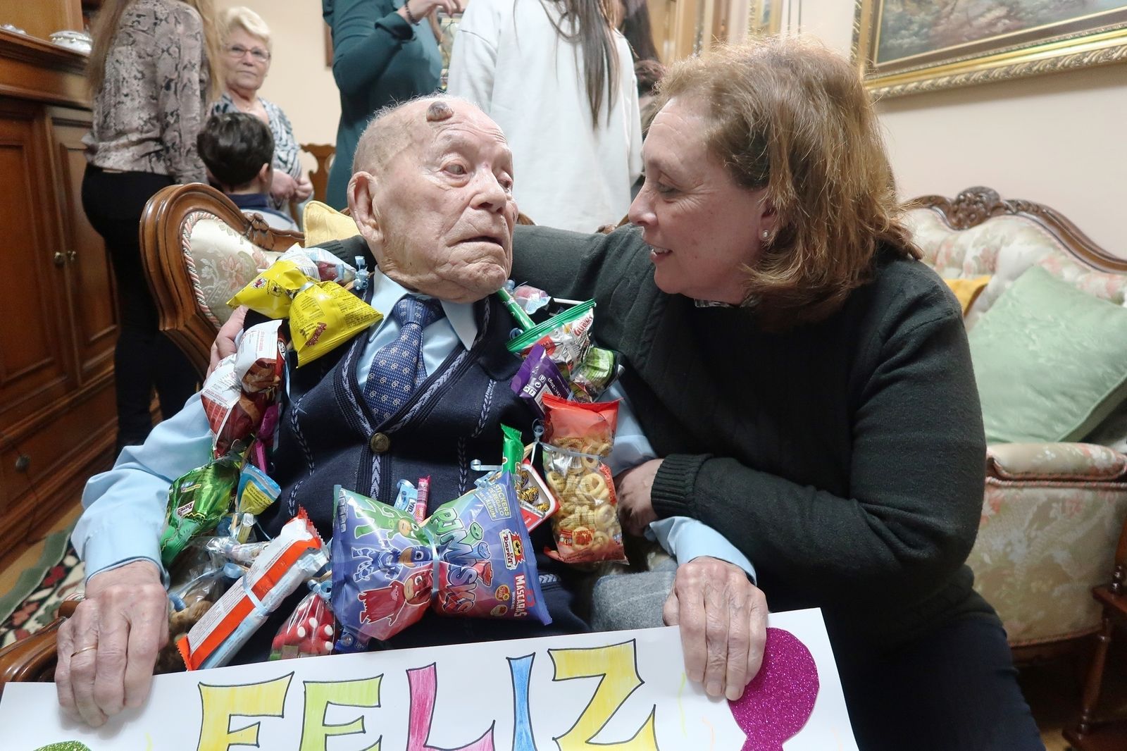 Saturnino de la Fuente en al celebración de uno de sus muchos cumpleaños