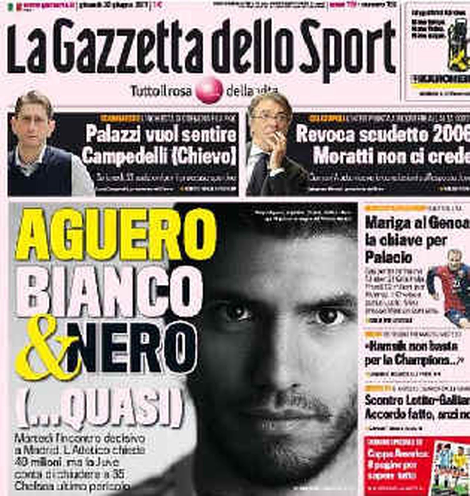 La "Gazzetta dello Sport" ya dice que Agüero es "casi" de la Juventus