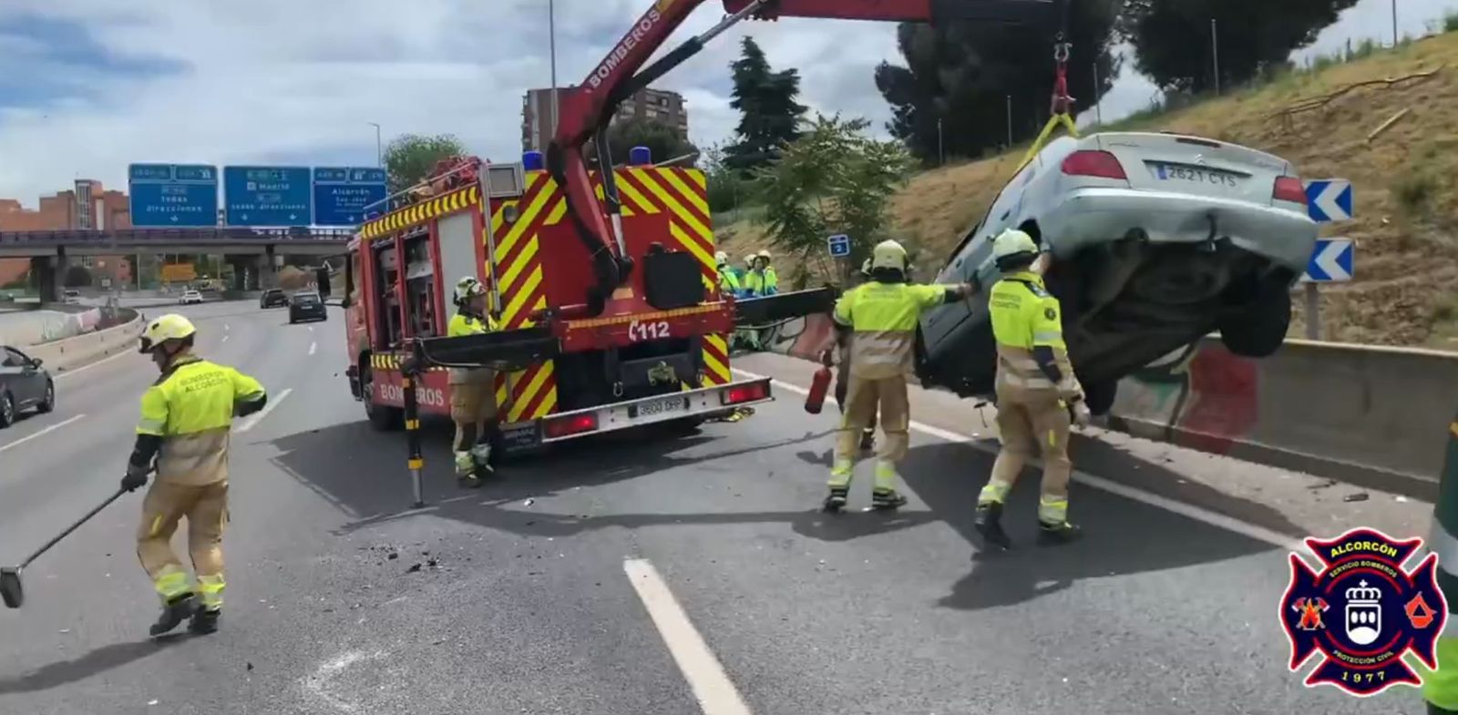 Herido un conductor en un accidente en la A-5, en Alcorcón